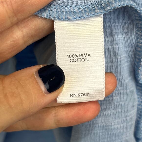 J. JILL Pima Slub Elbow Sleeve Tee Short Sleeve Shirt Blue Size L - Picture 7 of 9